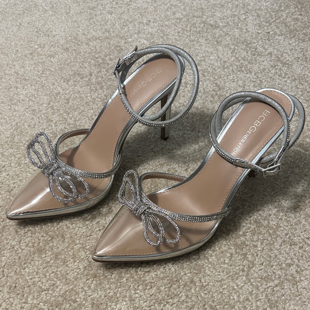 BCBGeneration | Silver Strappy Heels